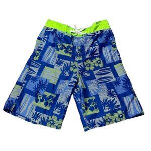 Body Glove Boys Green and Blue Swim Trunks Size Large 14/16